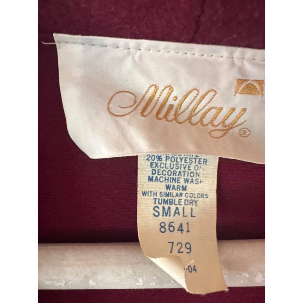 Vintage 70s Millay Burgundy Robe Small Made In USA Loungewear Hefner - Picture 2 of 4